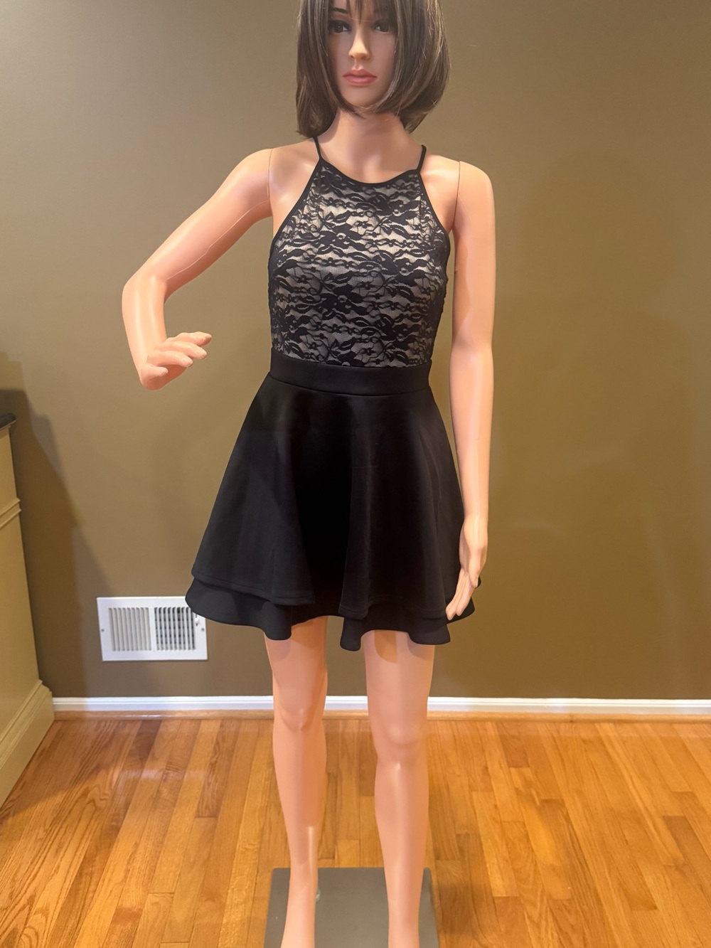 Emerald Sundae Black Dress with Lace Top
